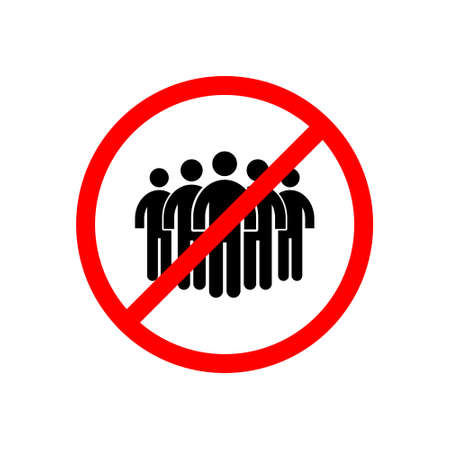 Social distancing sign. No gathering icon isolated on white backgroundのイラスト素材