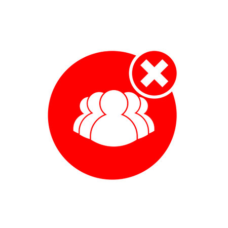 Red Social distancing avoid crowds icon. Coronavirus or covid-19 protection concept isolated on white backgroundのイラスト素材