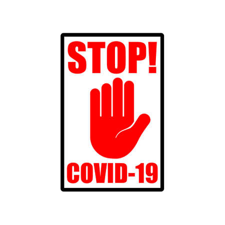 Stop Covid-19 hand flat icon isolated on white backgroundのイラスト素材