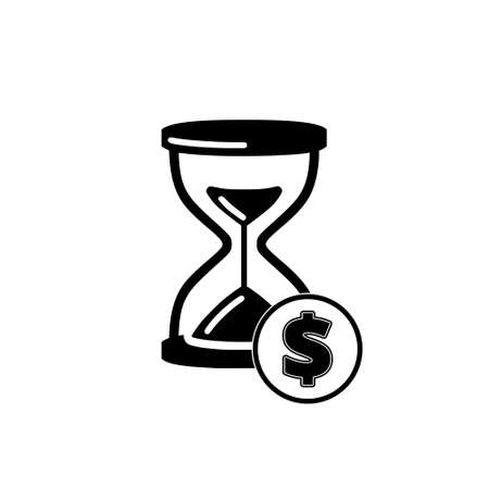 Sand Hourglass with dollar icon isolated on white background
