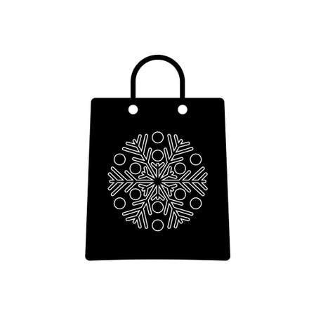 Christmas shopping bag with snowflake icon isolated on white backgroundのイラスト素材