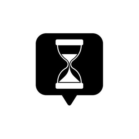 Speech bubble Sand clock sign. Old hourglass with flowing sand icon isolated on white background
