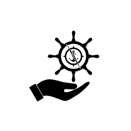 Nautical Logo in hand isolated on white backgroundのイラスト素材