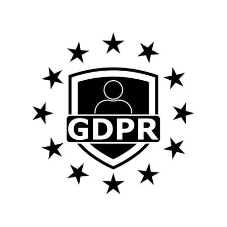 GDPR shield icon isolated on white backgroundのイラスト素材