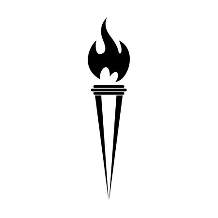 Burning torch with fire icon isolated on white backgroundのイラスト素材