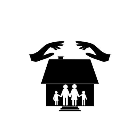 Family in house icon isolated on white background. Family protect conceptのイラスト素材