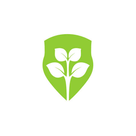 Green Leaf shield Logo Icon isolated on white backgroundのイラスト素材