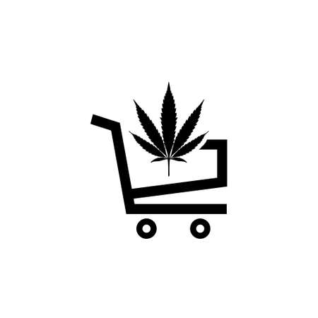 Cannabis shopping cart icon isolated on white backgroundのイラスト素材