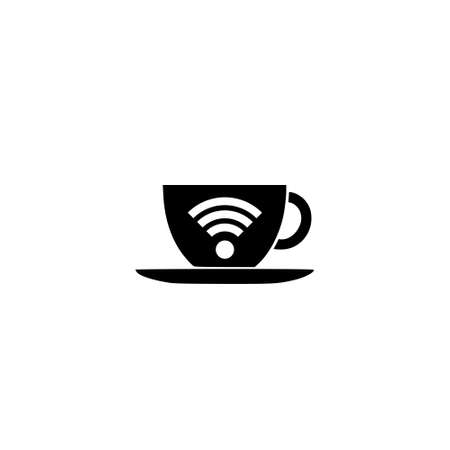 Cup of coffee shop with free wifi zone icon isolated on white backgroundのイラスト素材