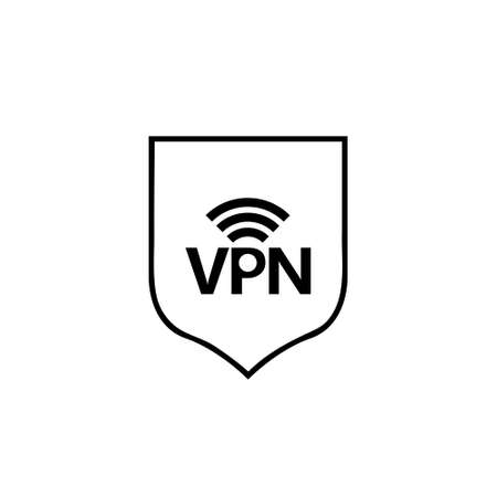 Private network icon. Shield with wifi symbol isolated on white backgroundのイラスト素材