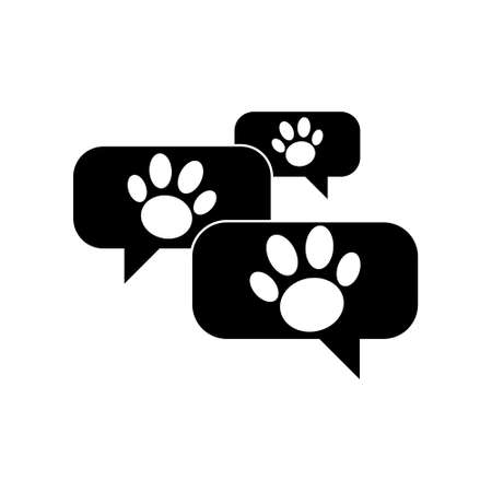 Veterinary clinic bubble sign. Dog paw speech bubble symbol isolated on white backgroundのイラスト素材