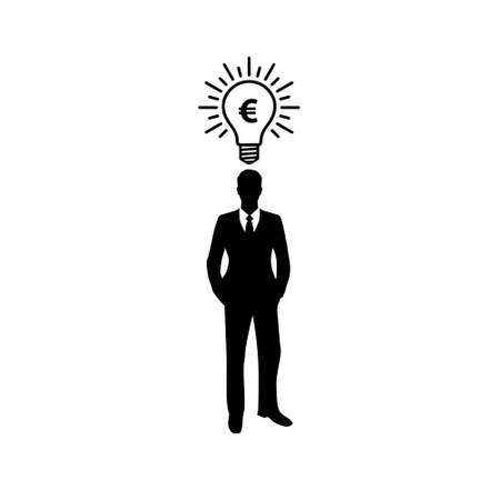 Businessman with an idea icon isolated on white backgroundのイラスト素材