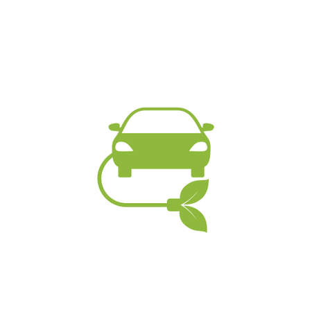 Green eco car icon isolated on white backgroundのイラスト素材