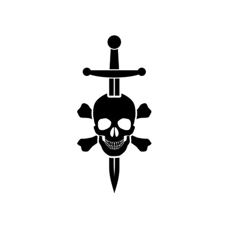 Skull and sword icon isolated on white backgroundのイラスト素材