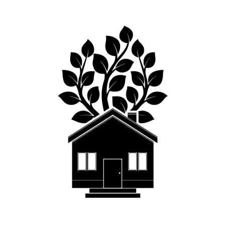 House and tree icon isolated on white backgroundのイラスト素材