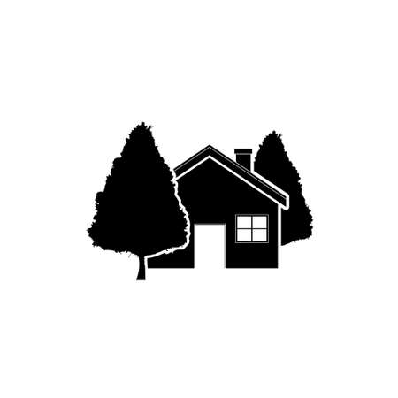 House and tree icon isolated on white backgroundのイラスト素材