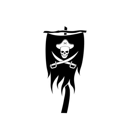 Waving Pirate flag isolated on white backgroundのイラスト素材