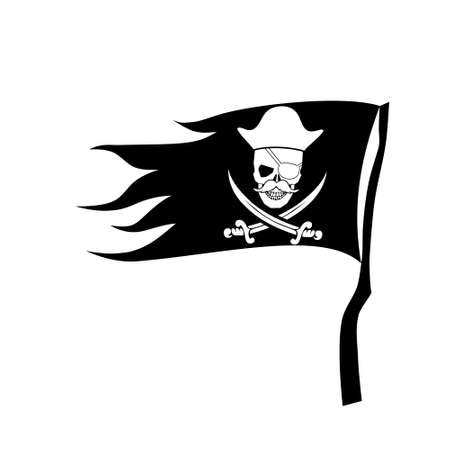 Waving Pirate flag isolated on white backgroundのイラスト素材