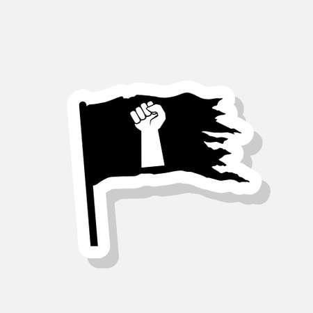 Protest flag sticker iconのイラスト素材