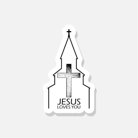 Jesus loves you sign sticker iconのイラスト素材