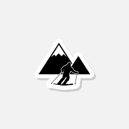 Ski mountains sticker icon for web design isolated on white backgroundのイラスト素材