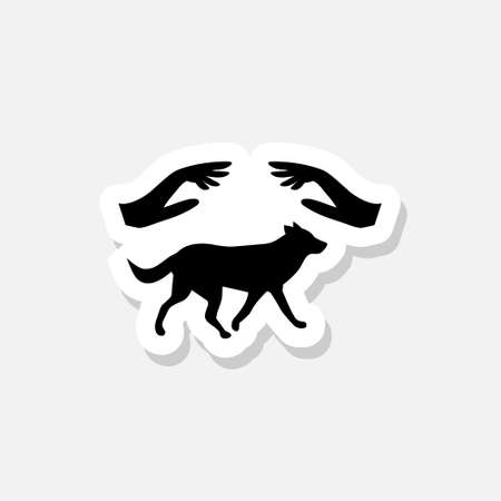 Dog care black glyph sticker iconのイラスト素材