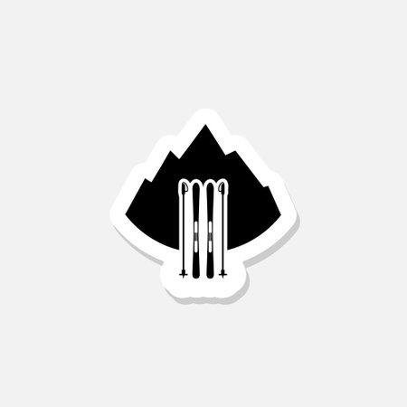 Ski mountains sticker icon for web design isolated on white backgroundのイラスト素材