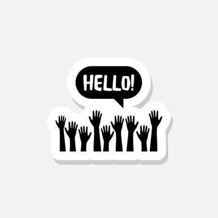 We are Open. Speech bubble stickerのイラスト素材