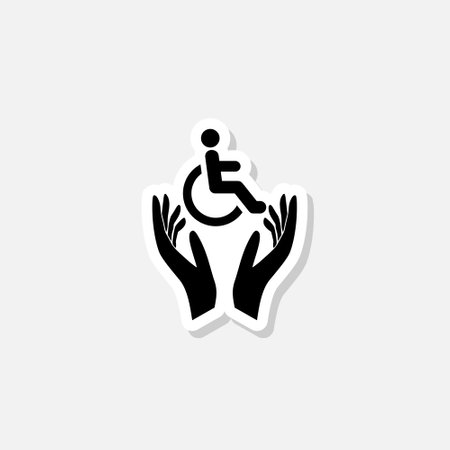 Disabled sign sticker icon isolated on white backgroundのイラスト素材