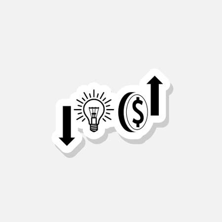 Converting ideas in money sticker icon isolated on white backgroundのイラスト素材