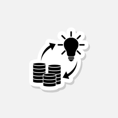 Converting ideas in money sticker icon isolated on white backgroundのイラスト素材