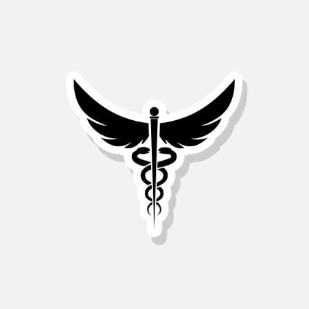 Black Caduceus symbol sticker iconのイラスト素材