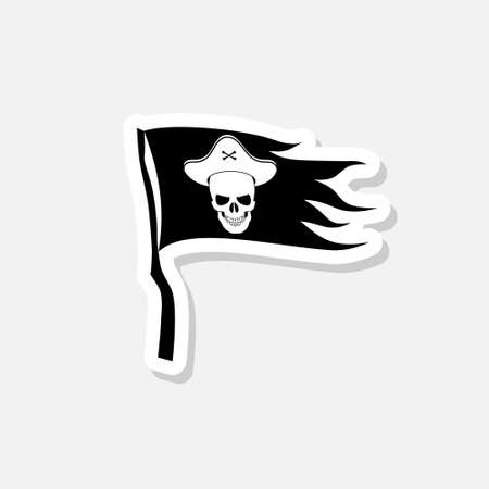 Pirate flag sticker icon isolated on white backgroundのイラスト素材