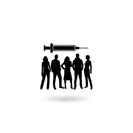 Vaccine and Vaccination Icon with shadowのイラスト素材