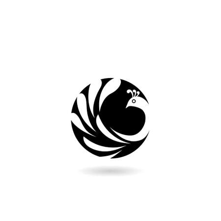 Simple Peacock icon with shadowのイラスト素材