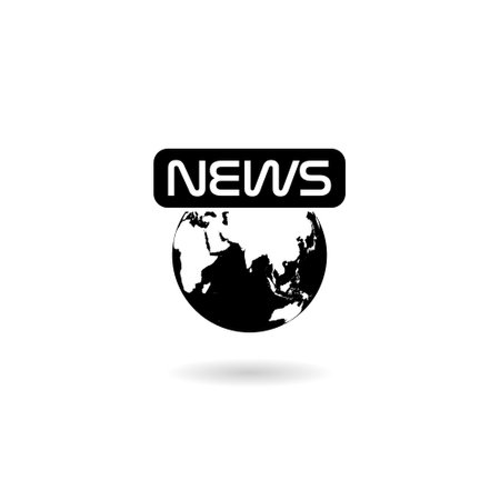 World news icon with shadowのイラスト素材