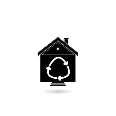 Eco house icon with shadowのイラスト素材