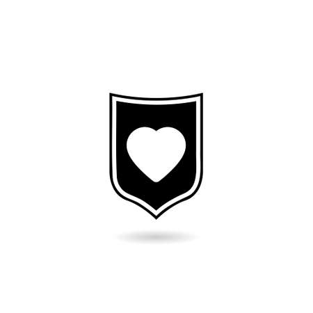 Heart with shield icon with shadowのイラスト素材