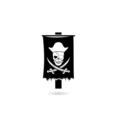 Pirate ship flag icon with shadowのイラスト素材