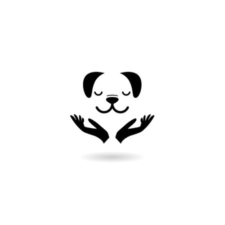 Dog care black glyph icon with shadowのイラスト素材