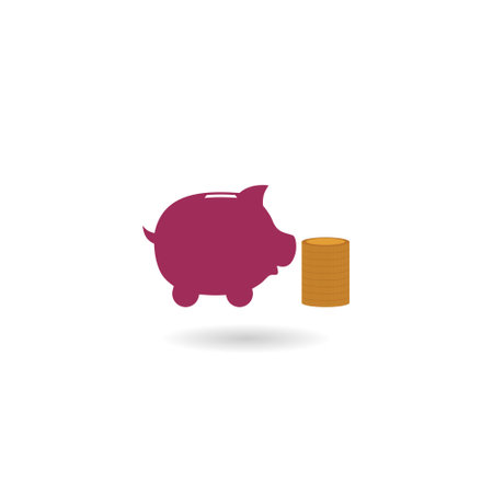 Piggy bank icon with shadowのイラスト素材