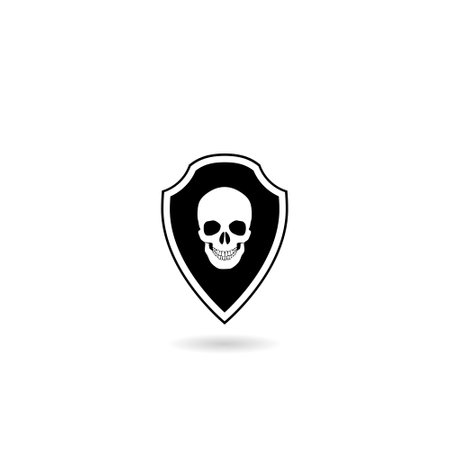 Pirate skull and bones icon with shadowのイラスト素材