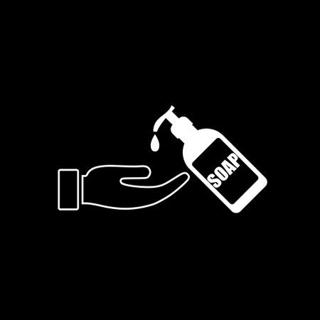 Hand sanitizer icon isolated on dark backgroundのイラスト素材