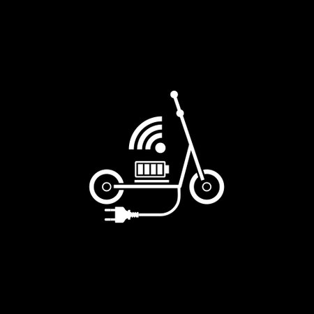 Scooter and wifi mark icon isolated on dark backgroundのイラスト素材