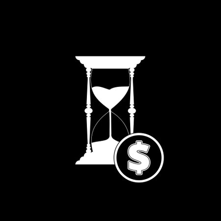 Hourglass with dollar icon isolated on dark backgroundのイラスト素材