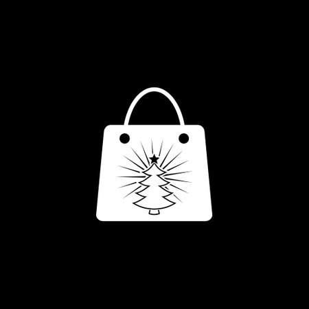 Christmas paper shopping bag icon isolated on dark backgroundのイラスト素材