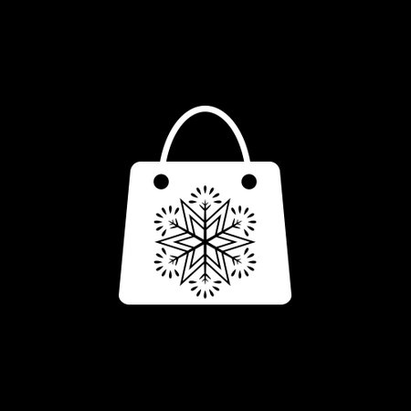 Paper bag for winter gift icon isolated on dark backgroundのイラスト素材