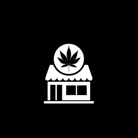 Marijuana and cannabis store icon isolated on dark backgroundのイラスト素材