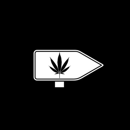 Sign with cannabis leaf isolated on dark backgroundのイラスト素材