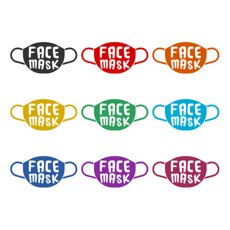 Face mask icon isolated on white background color setのイラスト素材